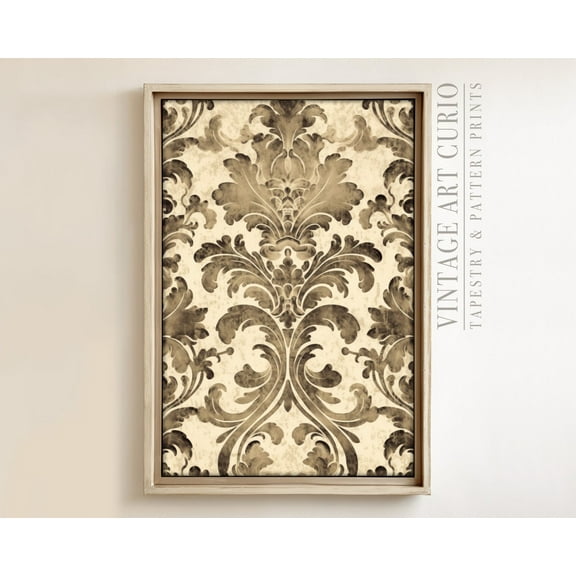 Damask Tapestry Wall Art, Vintage Textile, Vintage Textile Wall Art, Antique Tapestry Wall Art, Modern Eclectic Print UNFRAMED Poster, Wall Art for Decor, Present, 24x36