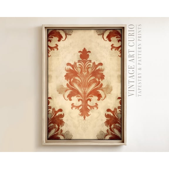 Damask Tapestry Wall Art, Vintage Textile , Vintage Textile Wall Art, Antique Tapestry Wall Art, Modern Farmhouse Eclectic Print Home Decor #3180, 24x36 UNFRAMED