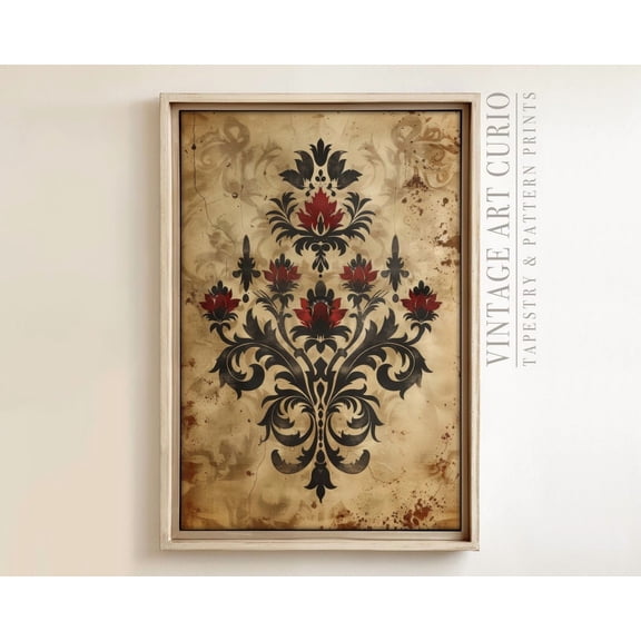 Damask Tapestry Xl Wall Art, Vintage Textile , Vintage Textile Wall Art, Antique Tapestry Wall Art, Modern Farmhouse Eclectic Print Home Decor #3154, 8x12 UNFRAMED