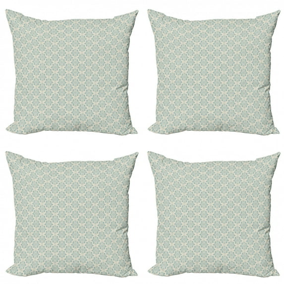 Ambesonne Damask Throw Pillow Cover 4 Pack, Royal Victorian Floral, 18", Beige and Blue Grey