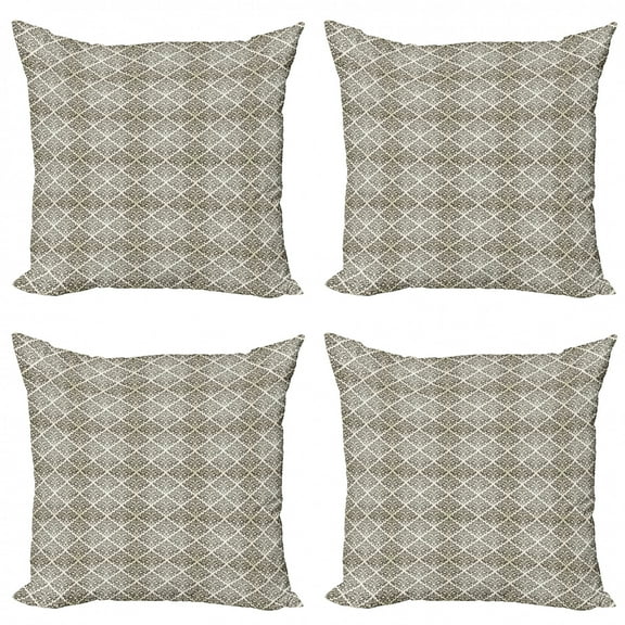 Ambesonne Damask Throw Pillow Cover 4 Pack, Vintage Floral Design, 16", Off White and Black