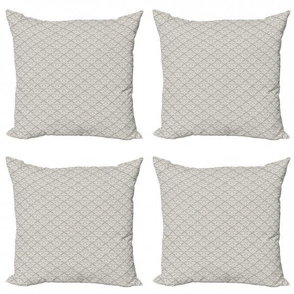 Ambesonne Damask Throw Pillow Cover 4 Pack, Oriental Tile, 24", Taupe White
