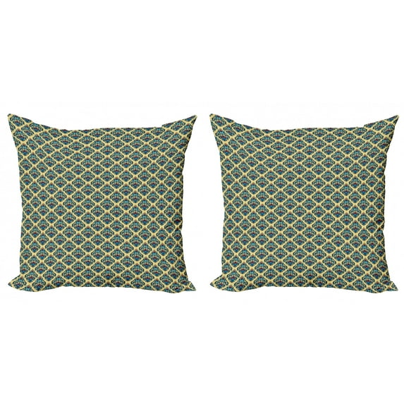 Ambesonne Damask Throw Pillow Cover 2 Pack, Medieval Classic Motifs, 18", Multicolor