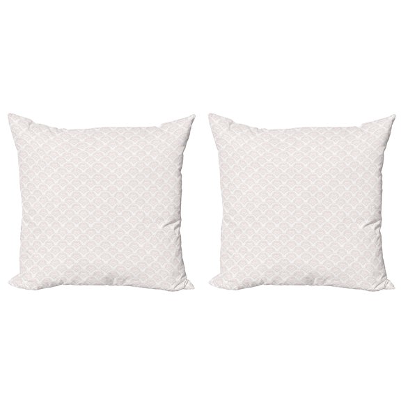 Ambesonne Damask Throw Pillow Cover 2 Pack, Simplistic Royal, 16", Pale Eggshell and White