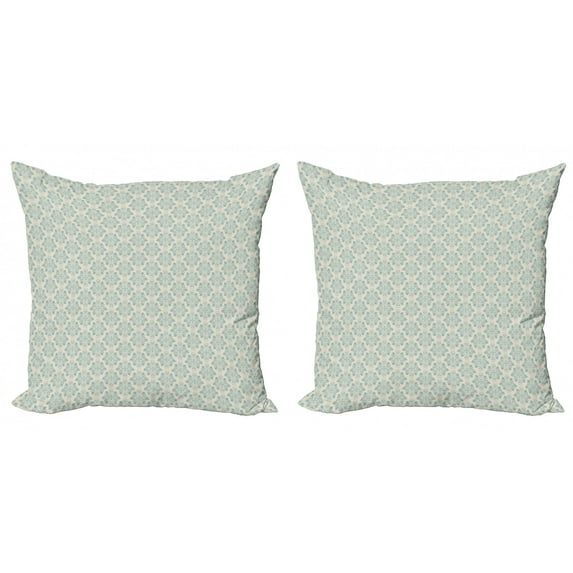 Ambesonne Damask Throw Pillow Cover 2 Pack, Royal Victorian Floral, 20", Beige and Blue Grey