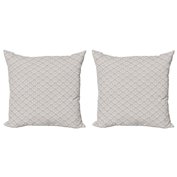 Ambesonne Damask Throw Pillow Cover 2 Pack, Oriental Tile, 20", Taupe White