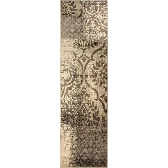 Damask Traditional Stain-Resistant Indoor Area Rug Or Runner for Entryway, Living Room, Bedroom, Any Room