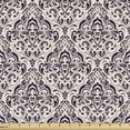 thumbnail image 1 of Ambesonne Damask Fabric by the Yard Upholstery, Monochrome Floral Ornaments, 3 Yards, Eggshell and Plum, 1 of 5