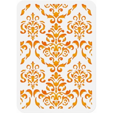 Damask Wall Stencil Template 11.7 x 8.3 Inch Reusable Plastic Art Stencil