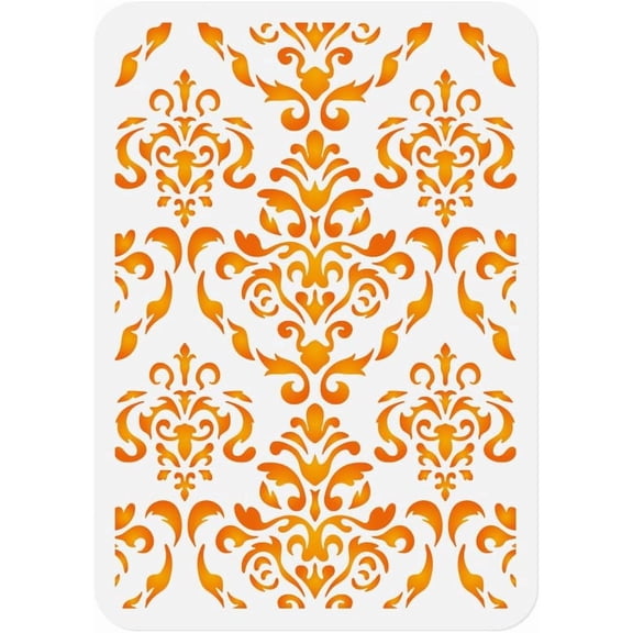 Damask Wall Stencil Template 11.7 x 8.3 Inch Reusable Plastic Art Stencil