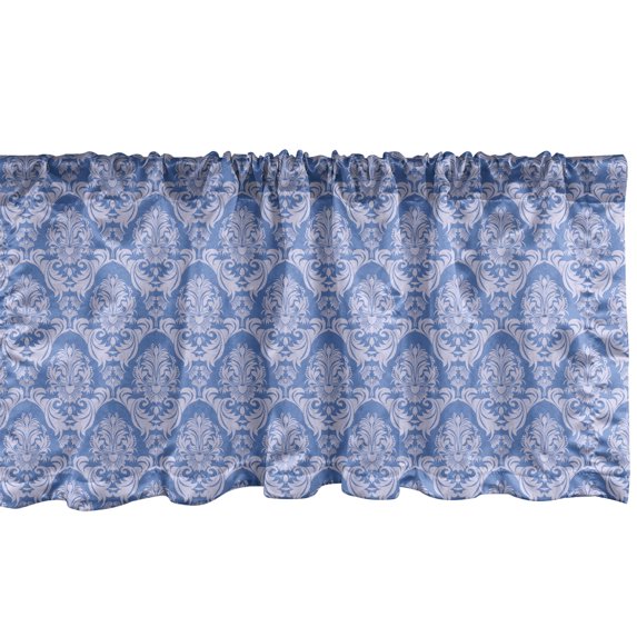 Ambesonne Damask Valance Pack of 2, Modernized Romantic, 54"X12", Azure Blue Pastel Purple