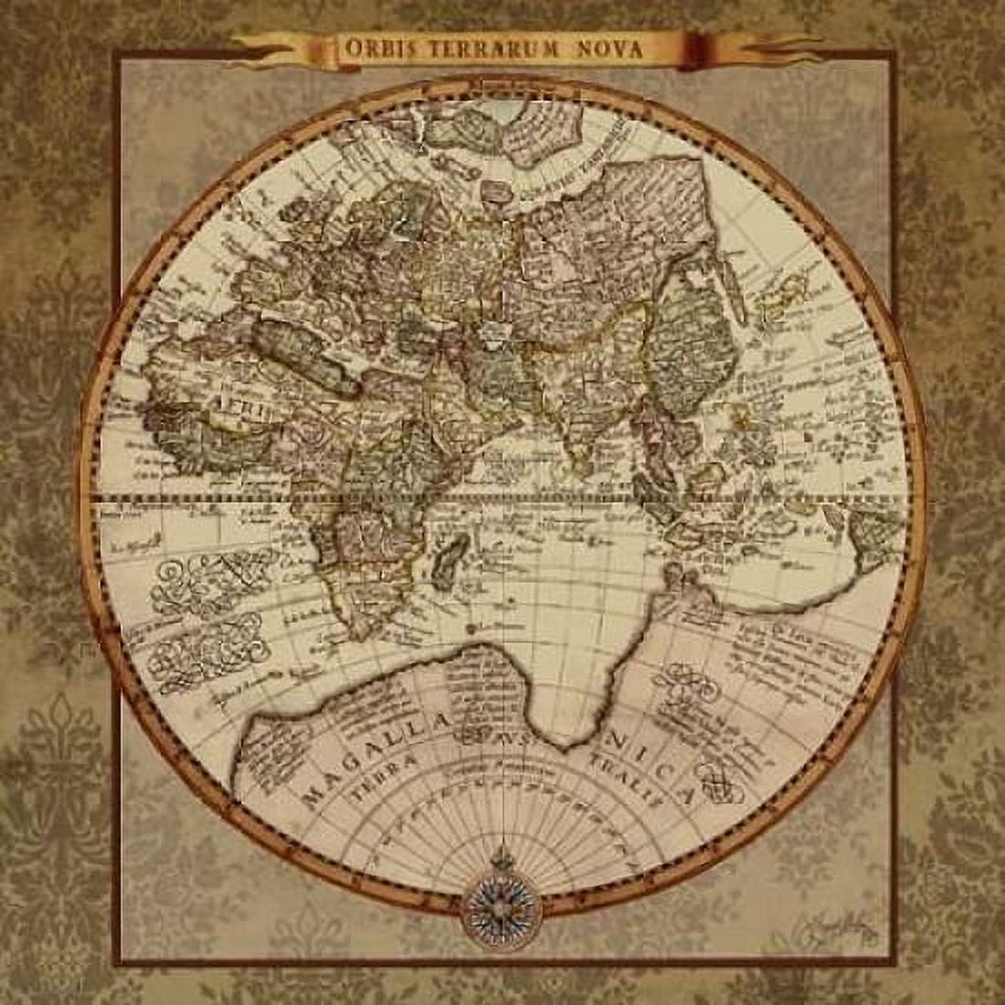 Damask World Map II Canvas Art - Elizabeth Medley (24 x 24)