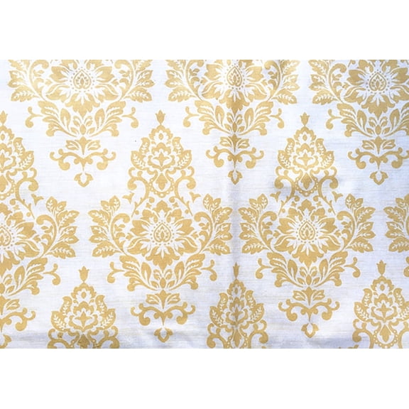 Damask Yellow Color Vinyl Flannel Backed Tablecloth 52" x 52" Square