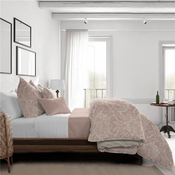 Damaskus Linen Comforter & 2 Pillow Shams Set, Blush - King Size - 3 Piece