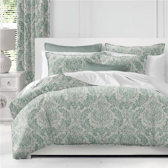 Damaskus Linen Coverlet & 2 Pillow Shams Set, Mist - Super Queen Size - 3 Piece