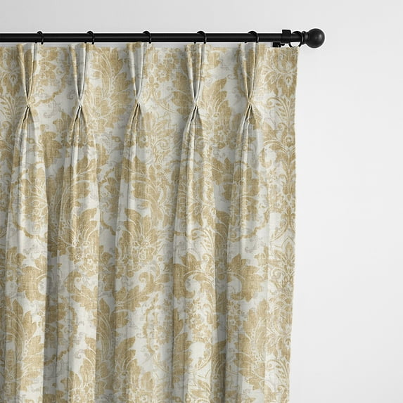 Damaskus Linen Gold Pinch Pleat Drapery Panel - Pair 20"x132"