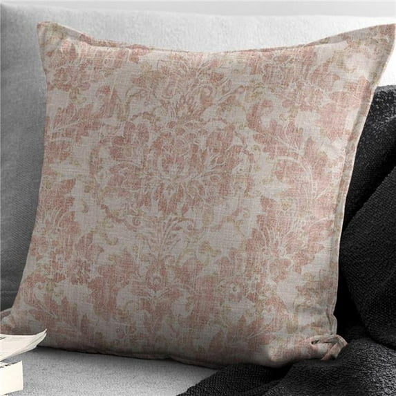 Damaskus Linen Square Decor Pillow with Feather Insert, Blush - 24 in.
