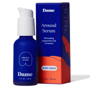 Dame Products Arousal Serum للنساء - زيت تدليك نباتي وعضوي صالح للأكل، pH‑Balanced Female Arousal Serum مع النعناع والقرفة والزنجبيل - Body‑Safe Intimacy Oil للنساء