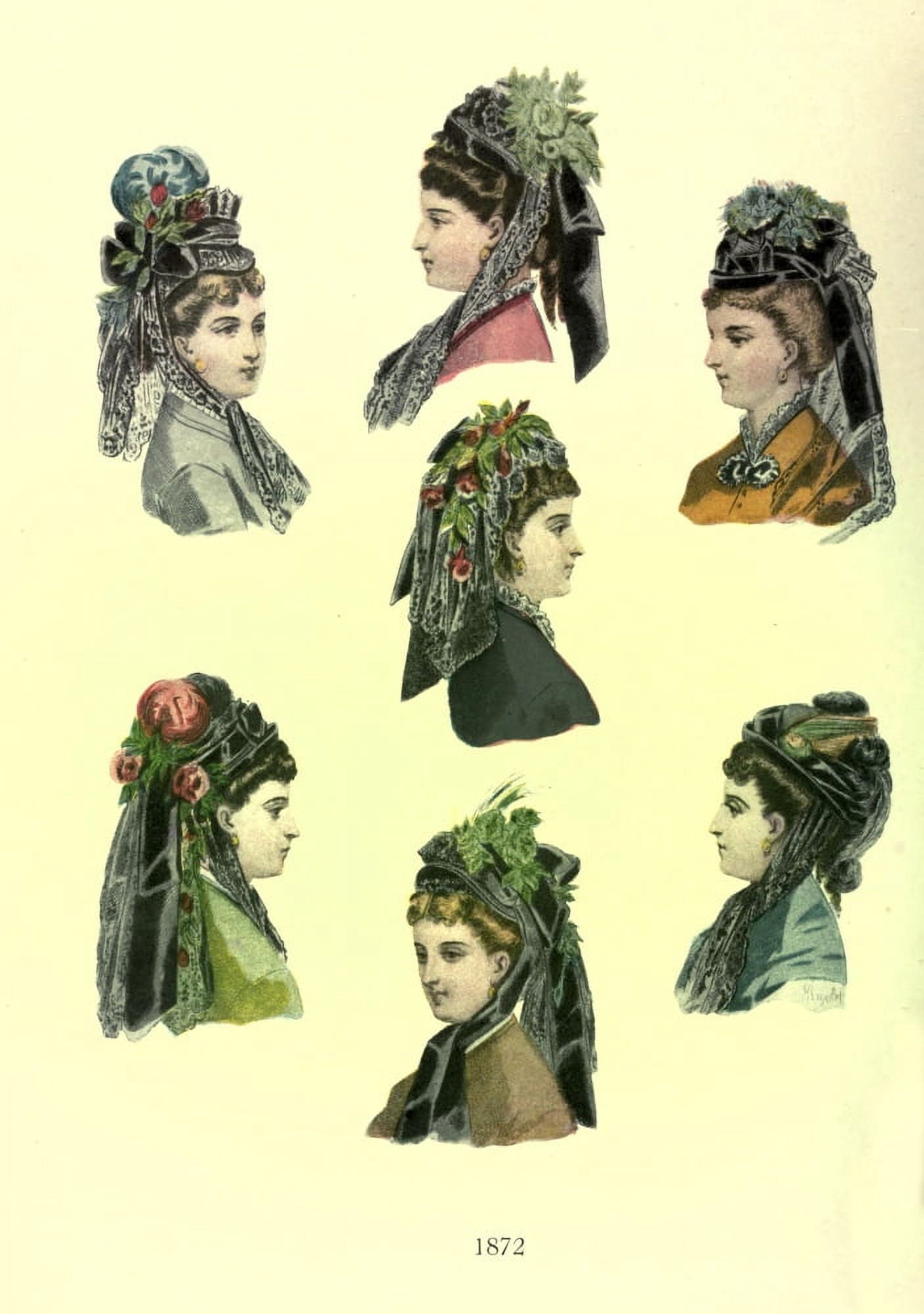 Dame Fashion 1913 Hats of 1872 Canvas Art - Unknown (24 x 36)