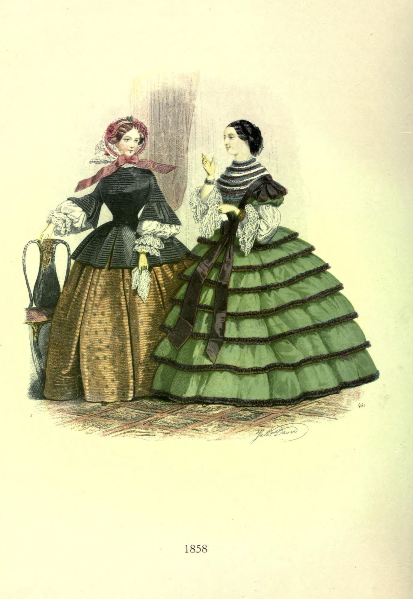 Dame Fashion 1913 Woman of 1858-2 Canvas Art - Unknown (18 x 24)