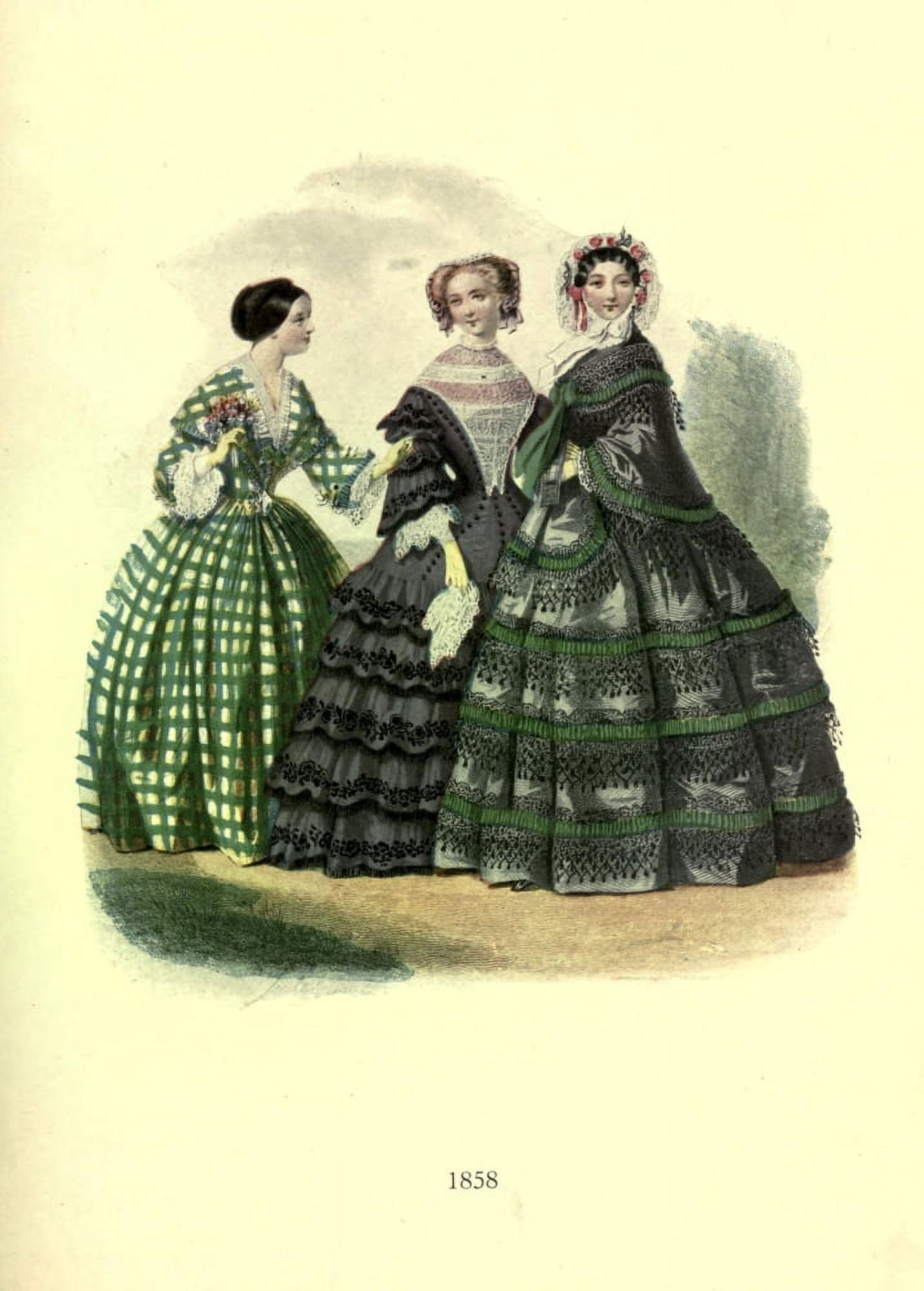 Dame Fashion 1913 Woman of 1858-3 Canvas Art - Unknown (18 x 24)