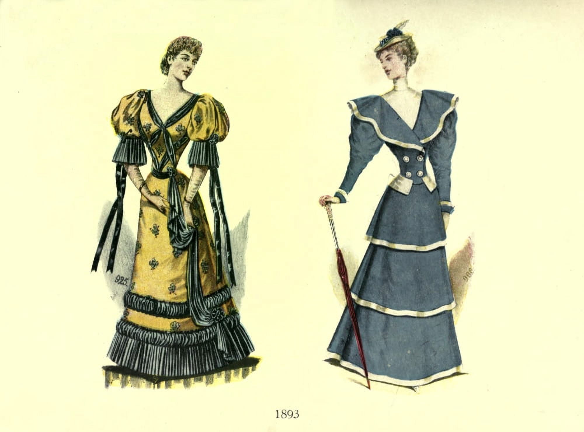 Dame Fashion 1913 Woman of 1893 Canvas Art - Unknown (18 x 24)