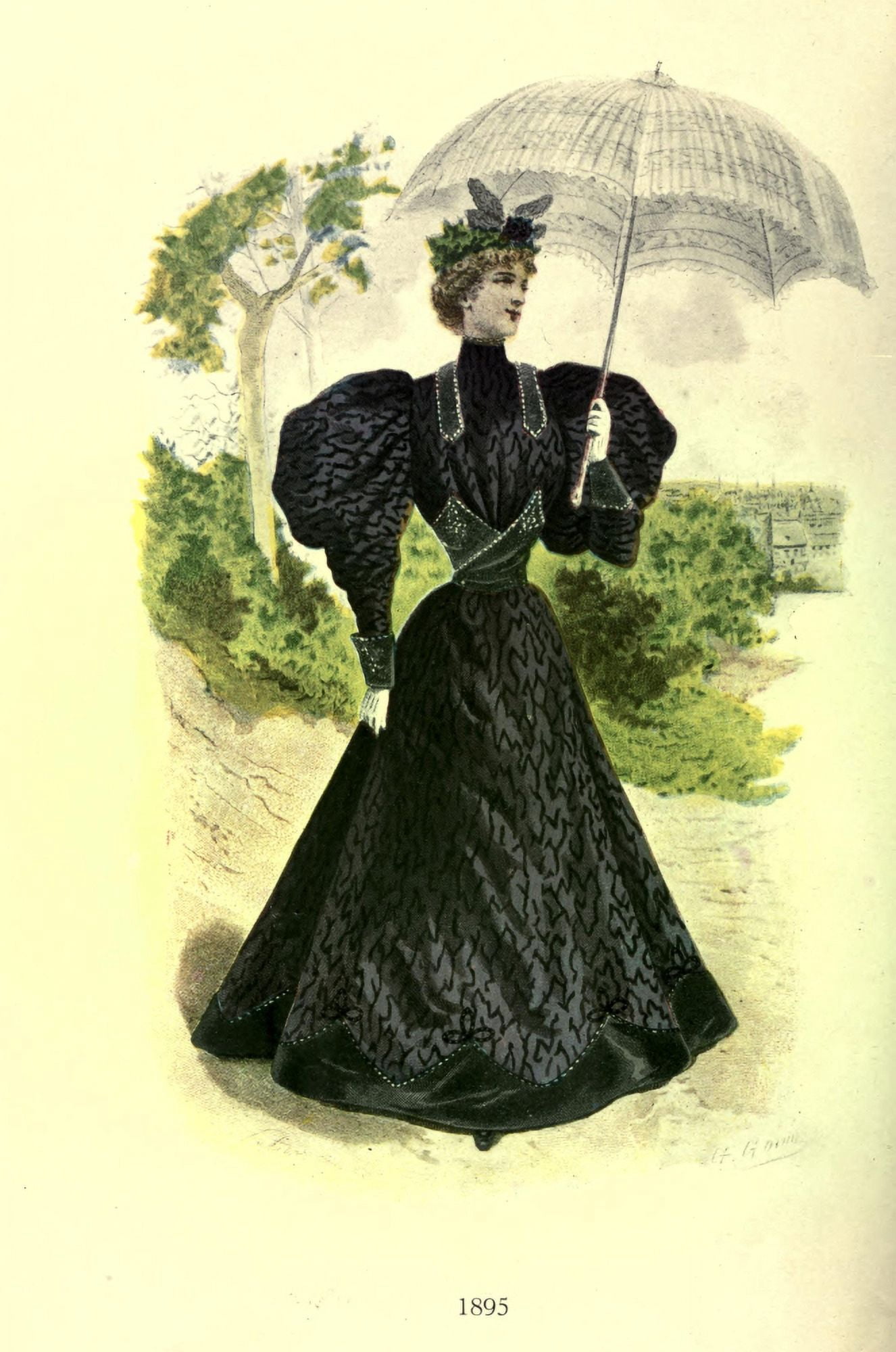 Dame Fashion 1913 Woman of 1895-1 Canvas Art - Unknown (18 x 24)