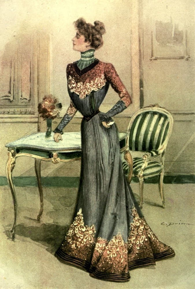 Dame Fashion 1913 Woman of 1900 Canvas Art - Unknown (18 x 24)
