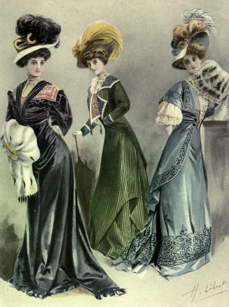 Dame Fashion 1913 Woman of 1908 Canvas Art - H Libert (24 x 36)