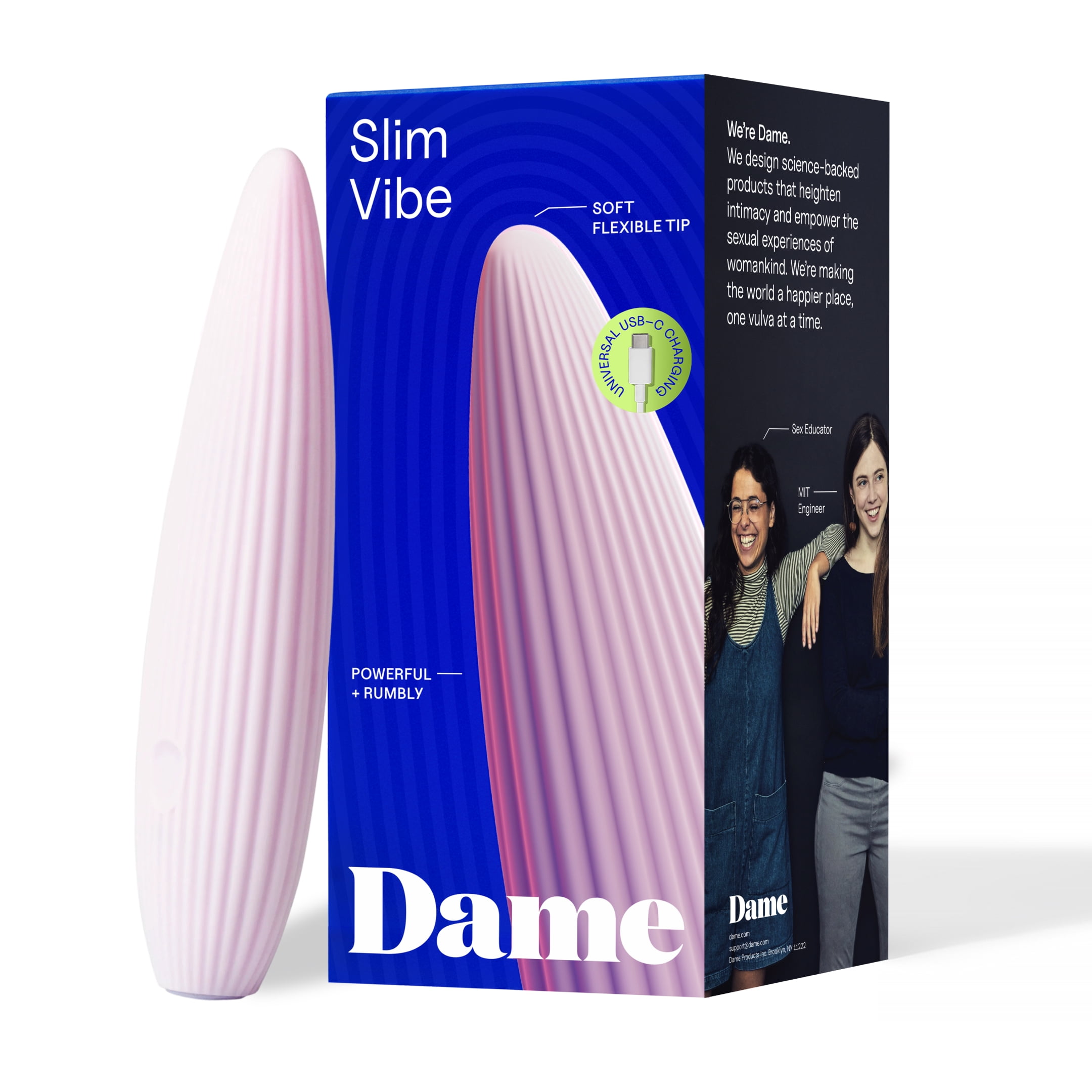 Dame Glo Beginner-Friendly Waterproof USB-C Rechargeable Vibrator with Flexible Tip