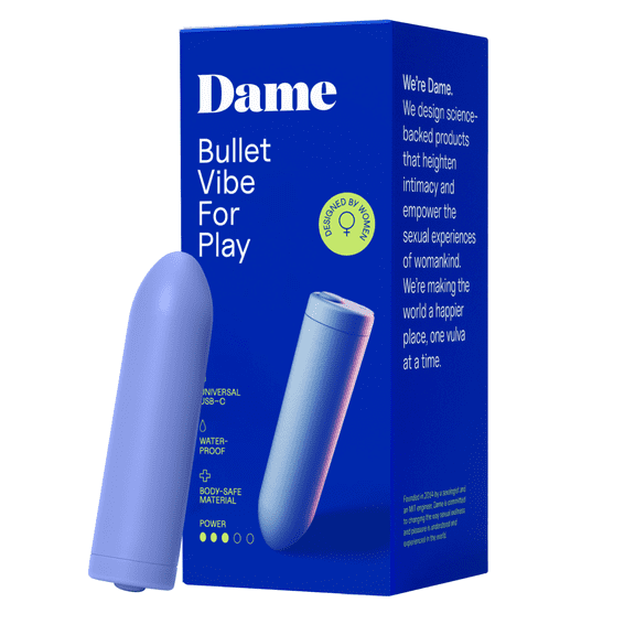 Dame Products Zee Handheld Portable Small Massager - Strong, Compact Massaging - USB Rechargable - 100% Water Resistant Bullet - Periwinkle Color