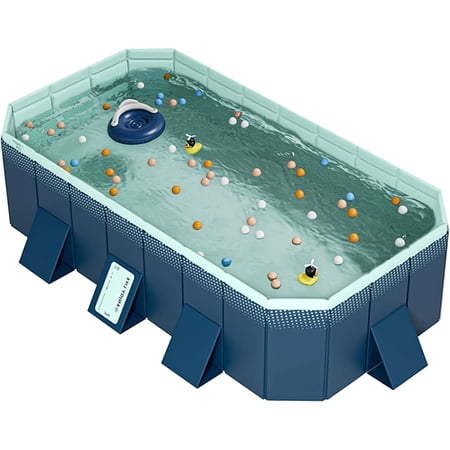 Damei century Non-Inflatable Kids' and Adults' Outdoor Swimming Pool, Foldable, Hard Plastic Shell, Kid Pool for Backyard Dog Pools (102" x 65" x 21")