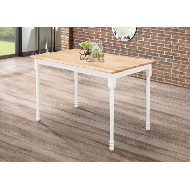 Boraam Farmhouse White Kitchen Dining Table, Country Style Wood ...