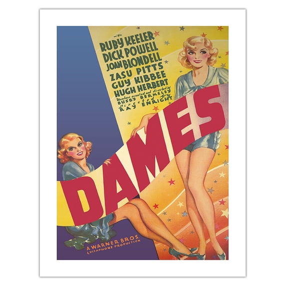 Dames - Starring Joan Blondell Dick Powell Ruby Keeler - Directed by Busby Berkeley - Vintage Film Movie Poster c.1934 - Bamboo Fine Art 290gsm Paper (Unframed) 17x22in
