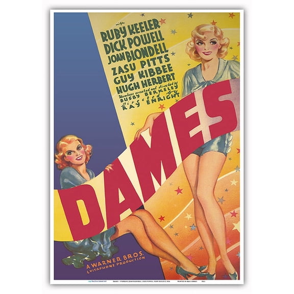 Dames - Starring Joan Blondell Dick Powell Ruby Keeler - Directed by Busby Berkeley - Vintage Film Movie Poster c.1934 - Master Art Print 10in x 14in