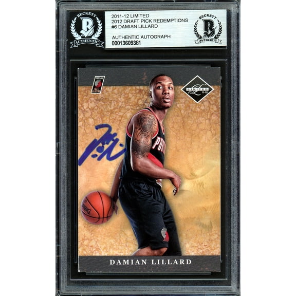 Damian Lillard Autographed 2011-12 Panini Limited Draft Pick Redemption Rookie Card #6 Portland Trail Blazers Beckett BAS #13609381