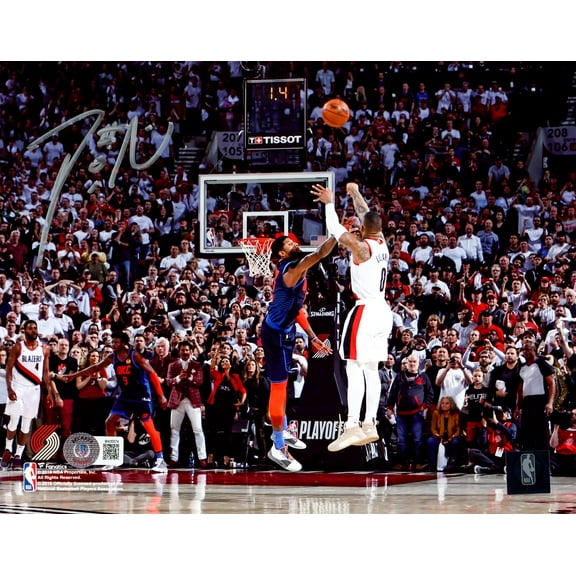Damian Lillard Autographed 8X10 Photo Portland Trailblazers Playoff Buzzer Beater Winner Over Paul George Beckett BAS Witness 214831