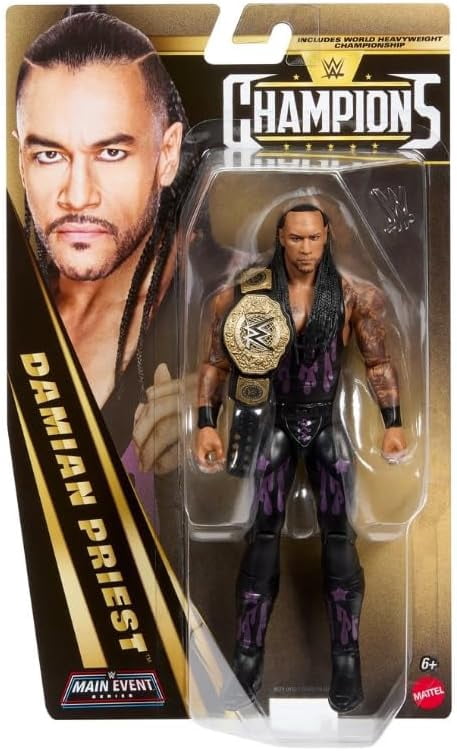 Damian Priest - WWE Main Event Champions 2026 Mattel Toy Wrestling Action Figure w/ World Heavyweight Championship