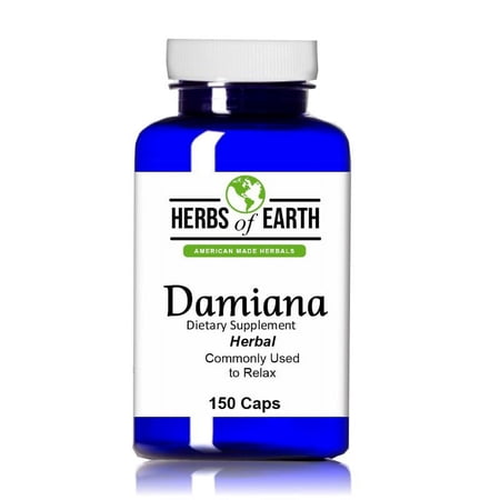 Damiana Herbal Caps, Aids in Relaxation, High Quality, No Fillers, 150 Capsules