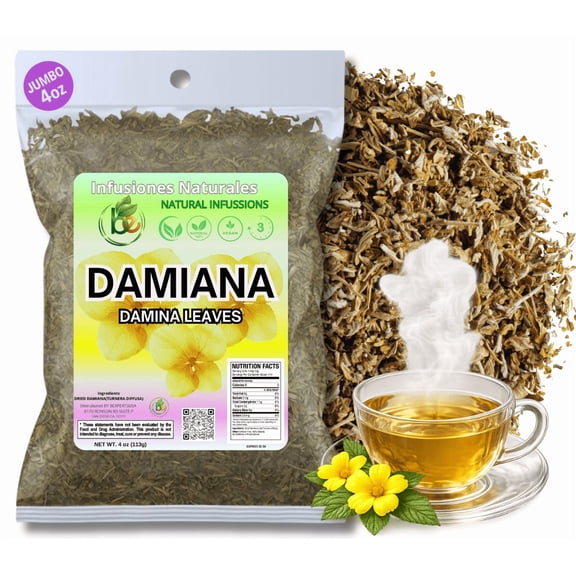 Damiana Leaf Tea (Turnera diffusa) 4 oz Loose Herbal Te Authentic Mexican Origin 100% Natural, Non-GMO, Caffeine-Free, Gluten-Free, Vegan Herbal Infusion by Bexpertsusa