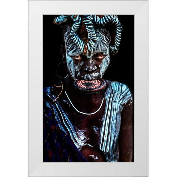 Damico, Giuseppe 13x18 White Modern Wood Framed Museum Art Print Titled - Mursi Woman