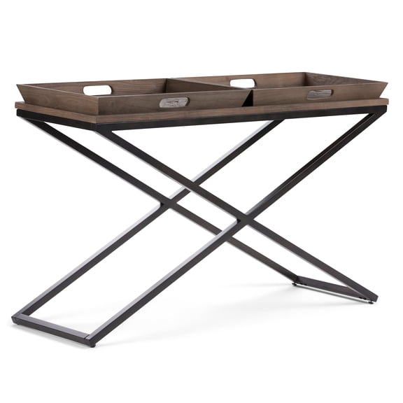 Simpli Home Damien SOLID AGED ELM WOOD Console Table in Distressed Natural Elm