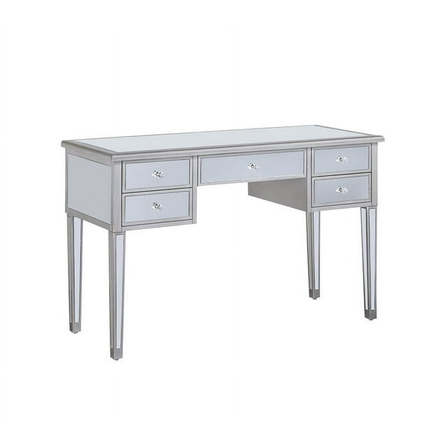 Damina 5-drawer Writing Desk Antique Silver