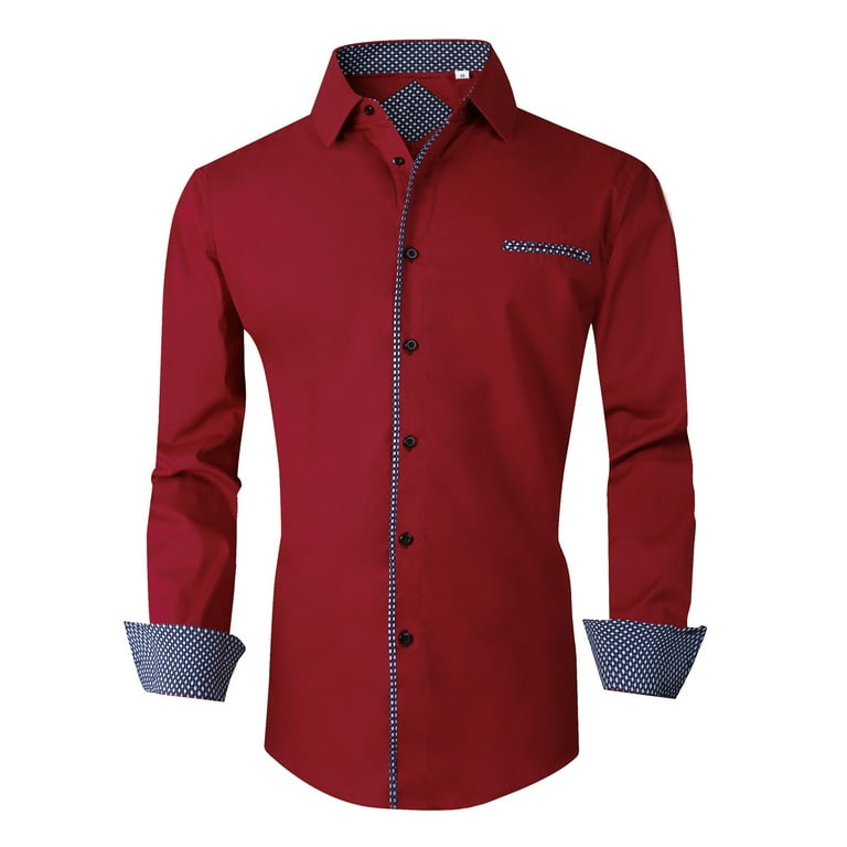 Damipow Mens Button Down Shirts Regular Fit Long Sleeve Cotton