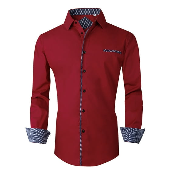 Damipow Mens Button Down Shirts Regular Fit Long Sleeve Cotton Dress Shirt,Sizes S-2XL,Mens Shirts