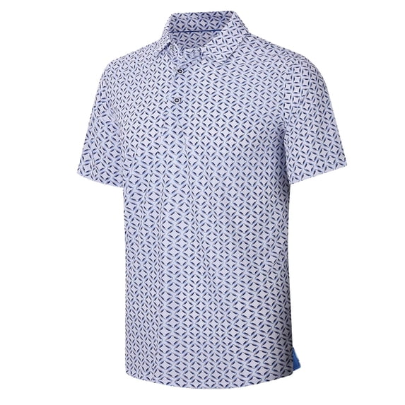 Damipow Mens Golf Shirt Short Sleeve Printed Performance Moisture Wicking Dry Fit Polo Shirts for Men