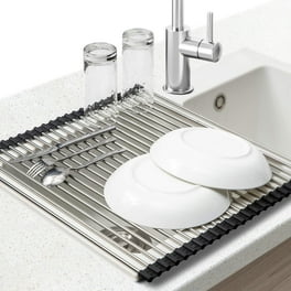 wisdomfurnitureco Over Sink Dish Drying Rack, 2 Tier Full Stainless Steel  Large Storage Adjustable Kitchen Dish Rack…