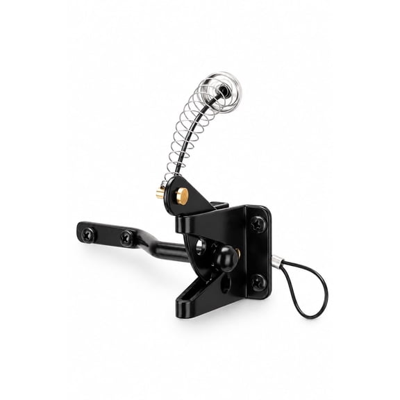 Damkogic Heavy Duty Self Locking Gate Latch for Wooden Fence, Steel Spring Cable Pull Latch with Padlock Capability – Black, for Farm, Garden, Deck, and Pool Gates