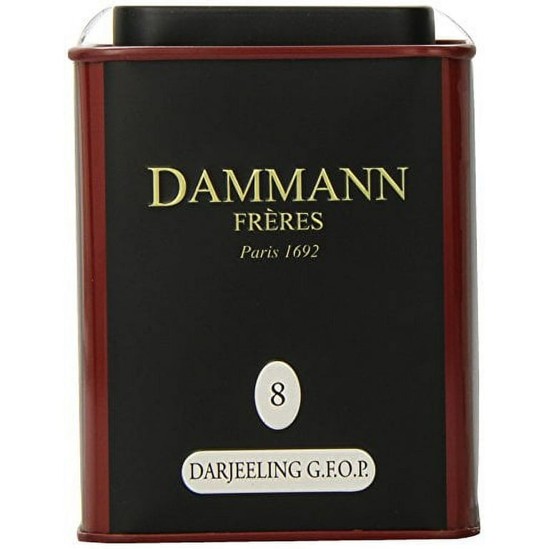 Dammann Freres Loose Leaf, India Darjeeling Premium Gourmet Black French Tea,  Peach, Almond Flavors, 3.52 Ounce Tin 