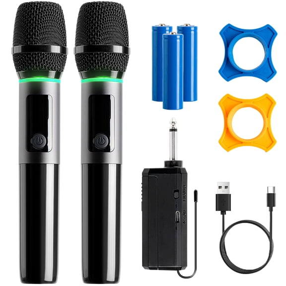 Dammyty Dual Wireless Microphone Handheld Dynamic Microphone for Karaoke Singing, Party, Wedding